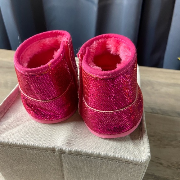 Build A Bear Boots Shoes Pink Glitter Sparkle Fur Accessory Clothing BABW - Picture 3 of 6